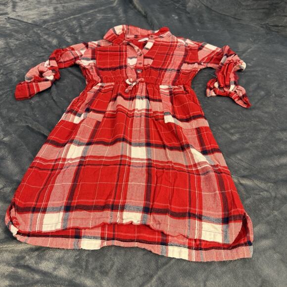 Old Navy Other - Old Navy Girls Sz XL 14 Plaid Flannel Red Shirt Dress Button-Up W/ Tie Waist